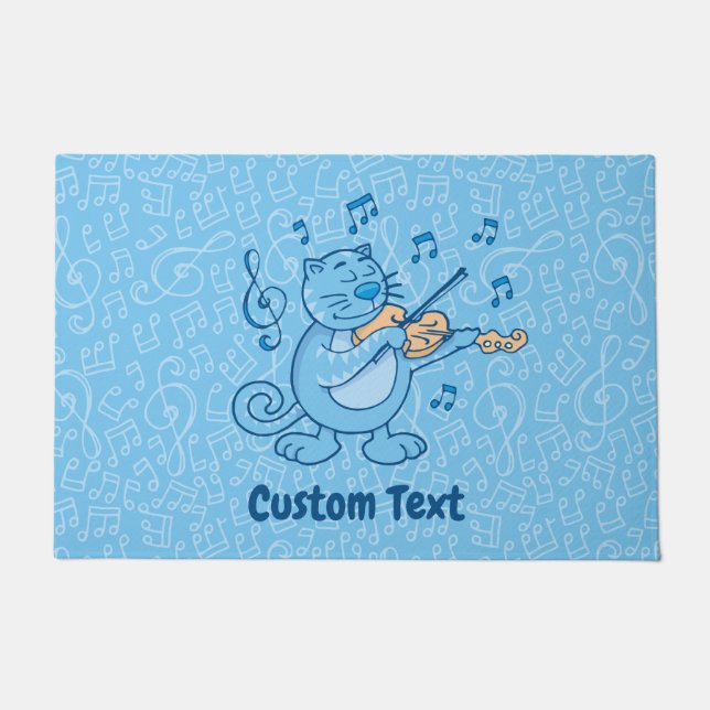 Paillasson Chat bleu avec mat de violon (Devant)