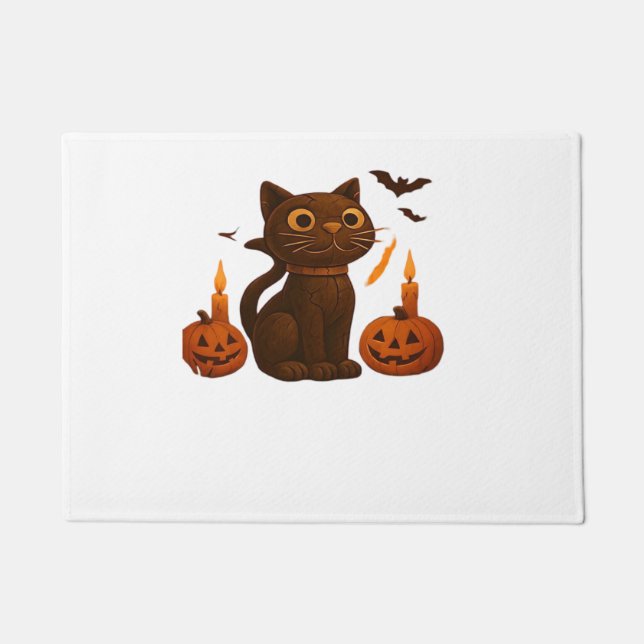 Paillasson Chat Citrouille Creeper Halloween cadeau T-Shi sur (Devant)