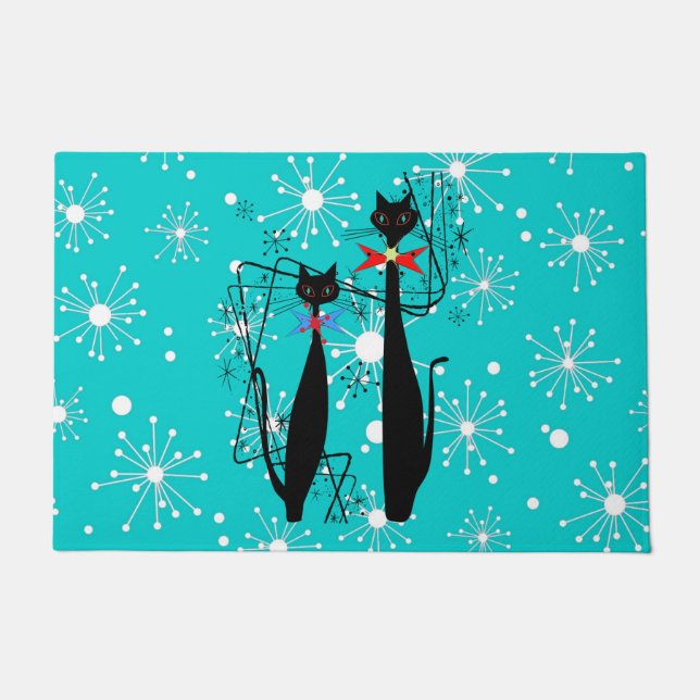 Paillasson Chat Cool moderne rétro du milieu du siècle (Devant)