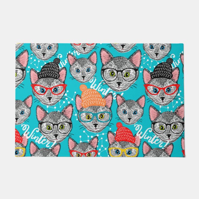 Paillasson Chat dans le casquette (Devant)