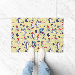 Paillasson Chat dans le chapeau motif jaune