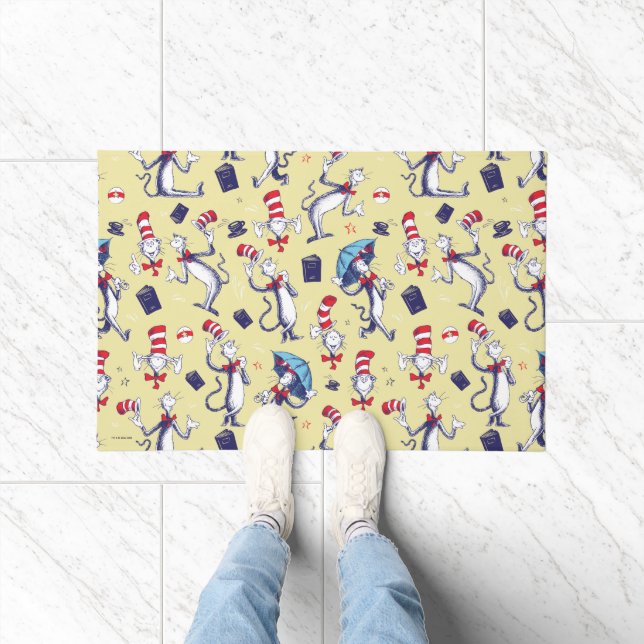 Paillasson Chat dans le chapeau | motif jaune (Intérieur)