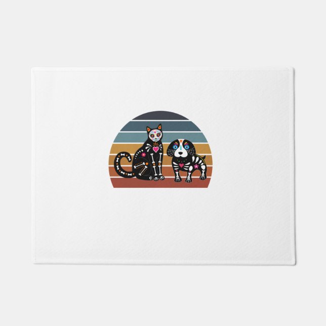 Paillasson Chat de crâne à sucre et Chemise de chien Funny Ré (Devant)