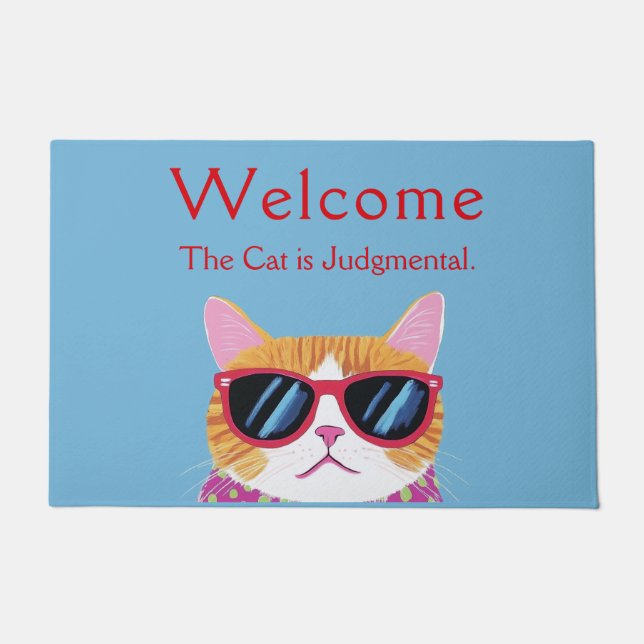 Paillasson Chat de Jugement Drôle Bienvenue (Devant)
