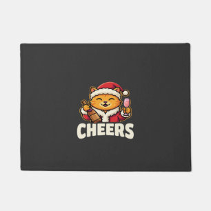 Paillasson Chat de Noël se réjouit de la boisson des Fêtes
