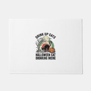 Paillasson Chat d'Halloween buvant un T-shirt de fête de la L