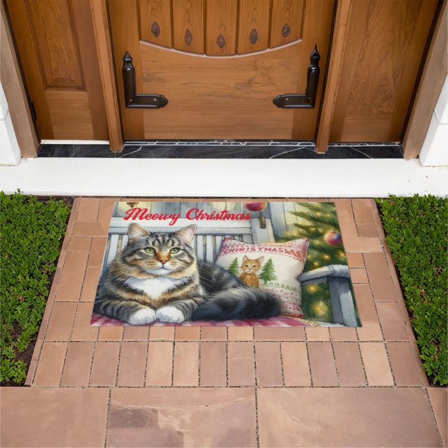 Paillasson Chat Maine Coon de Noël  (De plein air)