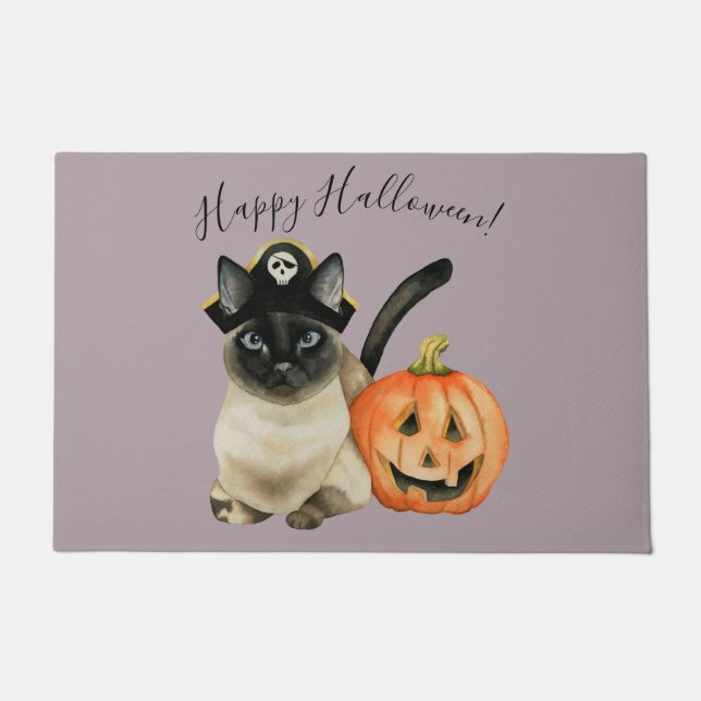 Paillasson Chat mignon de pirate de Halloween avec la (Devant)