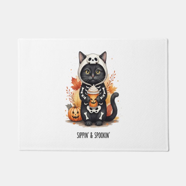 Paillasson Chat mignon d'Halloween effrayant (Devant)