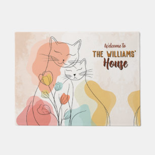 Paillasson Chat minimaliste sans poils Maman Papa Maison Exté