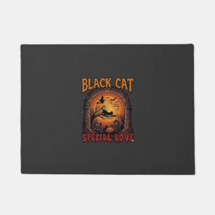 Paillasson Chat Noir Amour Spécial Halloween Lune Sorcière Ci