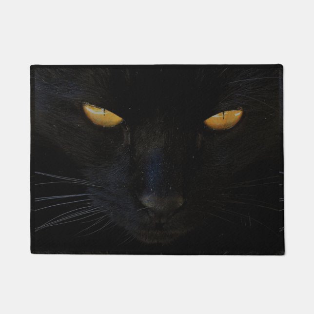 Paillasson Chat noir avec tache Yellow Eyes Yellow Door Mat (Devant)