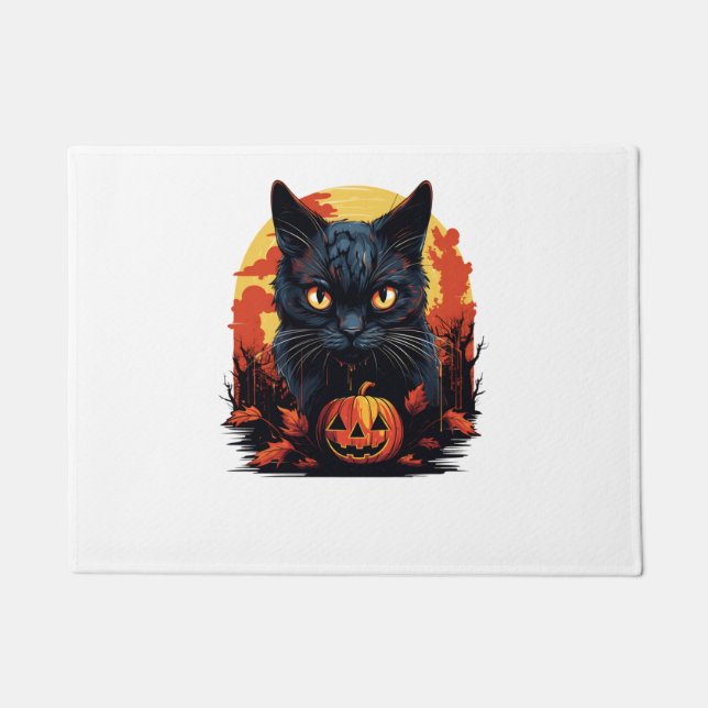Paillasson Chat noir éffrayant Halloween (Devant)