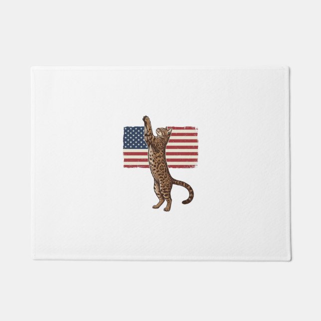 Paillasson Chat patriotique Drapeau américain Design vectorie (Devant)