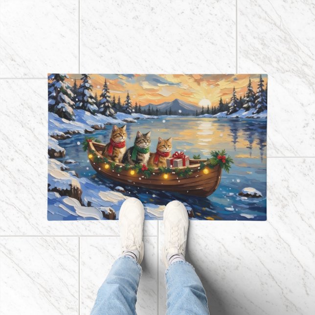 Paillasson Chat Persan Noël Bateau Fêtes (Intérieur)