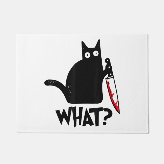 Paillasson Chat Qu'est-ce que_ Drôle Chat Noir  (Devant)