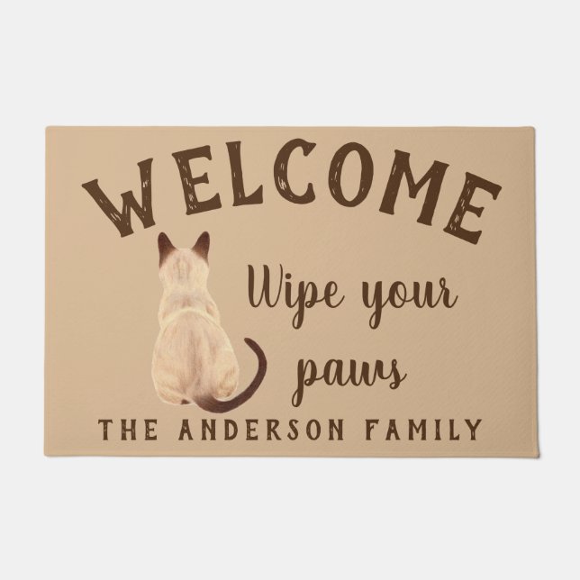 Paillasson Chat siamois de Sasha reposant la coutume arrière (Devant)