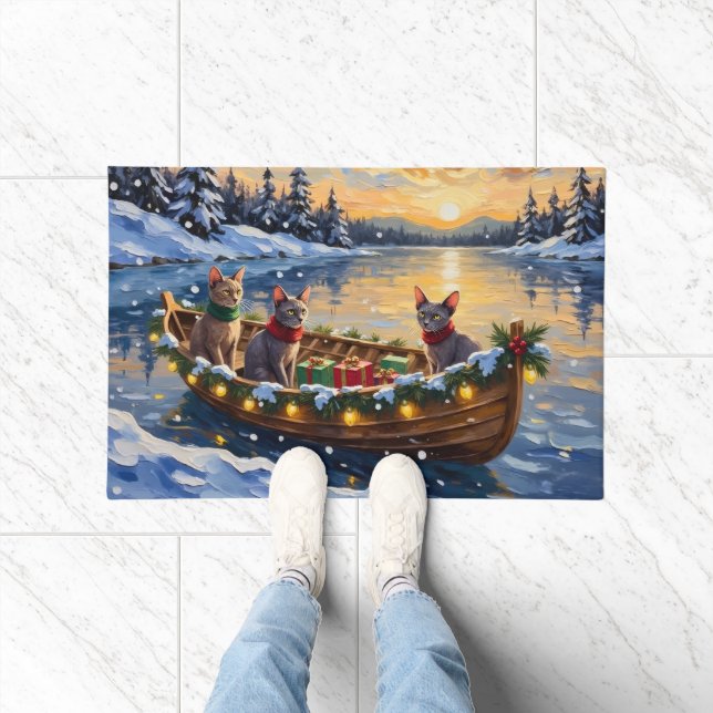Paillasson Chat Sphynx Noël Bateau Fêtes (Intérieur)