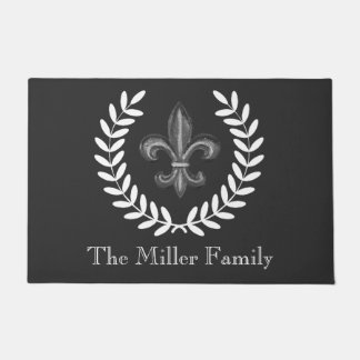 Paillasson Château français Silver Fleur De Lis et lauriers