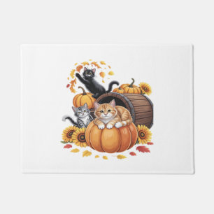 Paillasson Chats Automne Citrouilles Thanksgiving Sunflower C