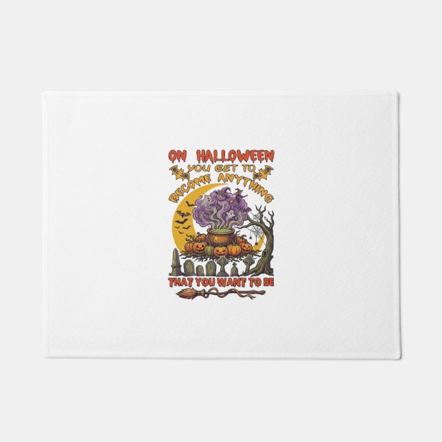 Paillasson Chaudière de chat de fantôme de citrouilles de Hal (Devant)