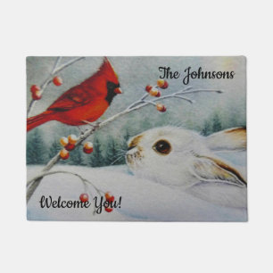 Paillasson Chaussure de neige personnalisée Rabbit & Red Car