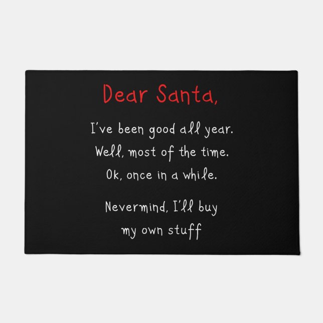 Paillasson Cher Père Noël, j’achèterai mes propres trucs Humo (Devant)