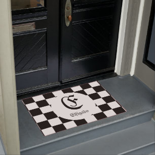 Paillasson Chess Club Nom personnalisé À damiers initial