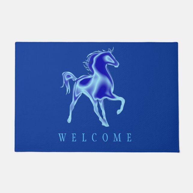 Paillasson Cheval bleu - Bienvenue (Devant)