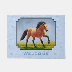 Paillasson Cheval Buckskin courant bleu clair