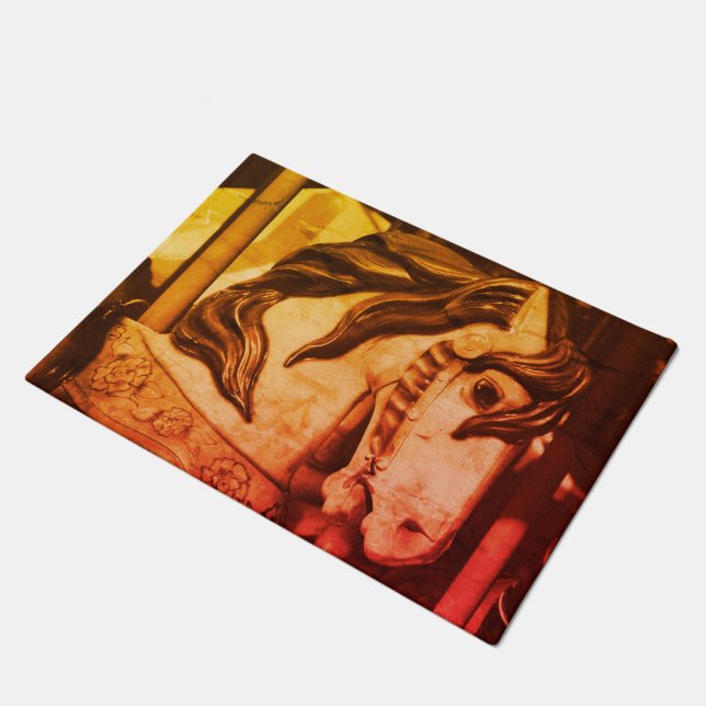 Paillasson Cheval Carrousel Silencieux À Vapeur En Sepia Vint (Incliné)