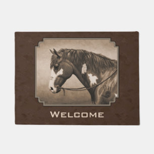 Paillasson Cheval de guerre indien Pinto à Sepia