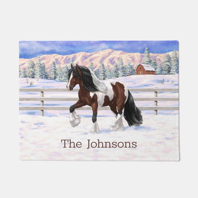 Paillasson Cheval de Tinker Tinker Gypsy Vanner Brown Pinto (Devant)