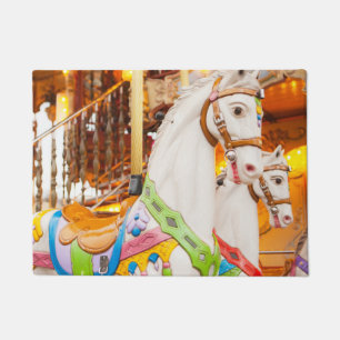 Paillasson Chevaux Carrousel couleur verte Porte vintage Mat