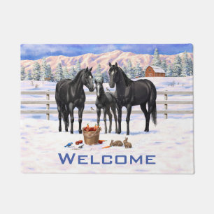 Paillasson Chevaux Du Quartier Noir En Neige