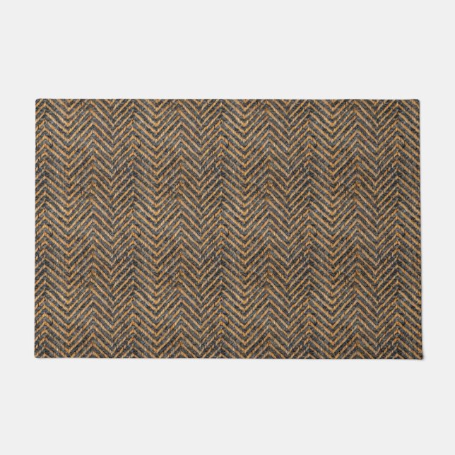 Paillasson chevron jaune noir chic (Devant)