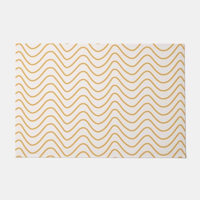 Paillasson Chevron Motif Jaune Et Crème Zigzag (Devant)