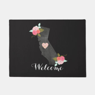 Paillasson Chic California State Watercolor Accueil Floral