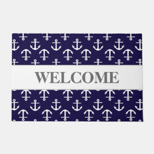 Paillasson Chic et élégant motif d'ancre nautique de bienvenu