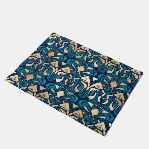 Paillasson Chic Hipster Gold Emerald Blue Tribal Artsy Damask