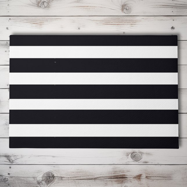 Paillasson Chic Moderne Noir Et Blanc Faillité Chic Extérieur (Black & white striped front doormat. Minimalist, classic modern chic elegance. Simple perfection!)