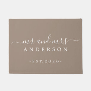 Paillasson Chic Newlysée M. Mme Taupe Famille Monogramme