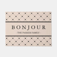 Chic Soft Rose Bonjour avec Motif noir pointillé