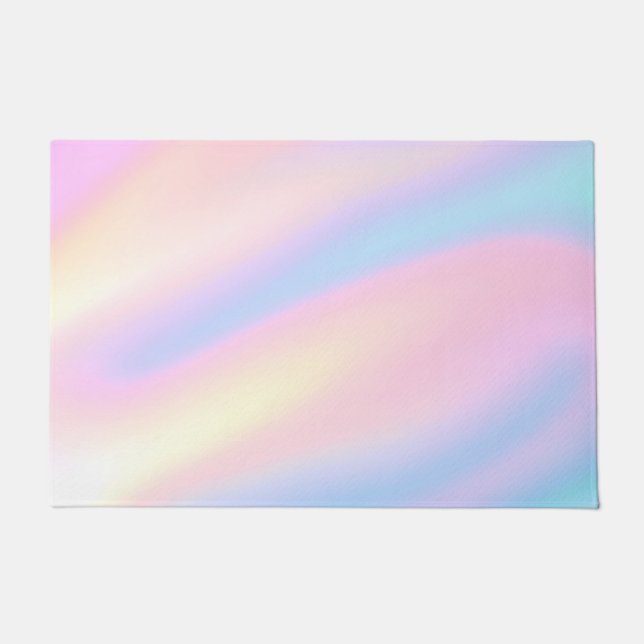 Paillasson Chic Unique pastel Rose Bleu abstrait vagues (Devant)