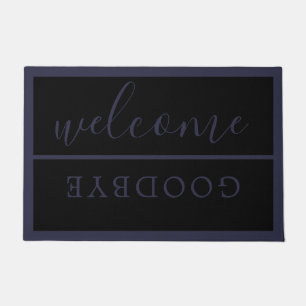 Paillasson Chic Welcome Calligraphie Typographie Black Navy