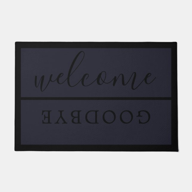 Paillasson Chic Welcome Calligraphie Typographie Black Navy (Devant)