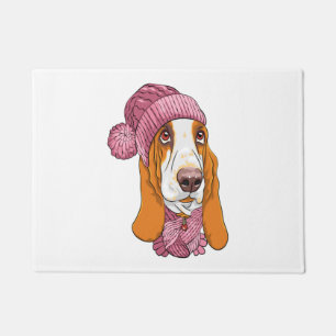 Paillasson chien Basset Hound race en tricot casquette