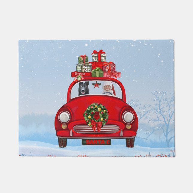 Paillasson Chien berger allemand noir en voiture avec le Père (Devant)