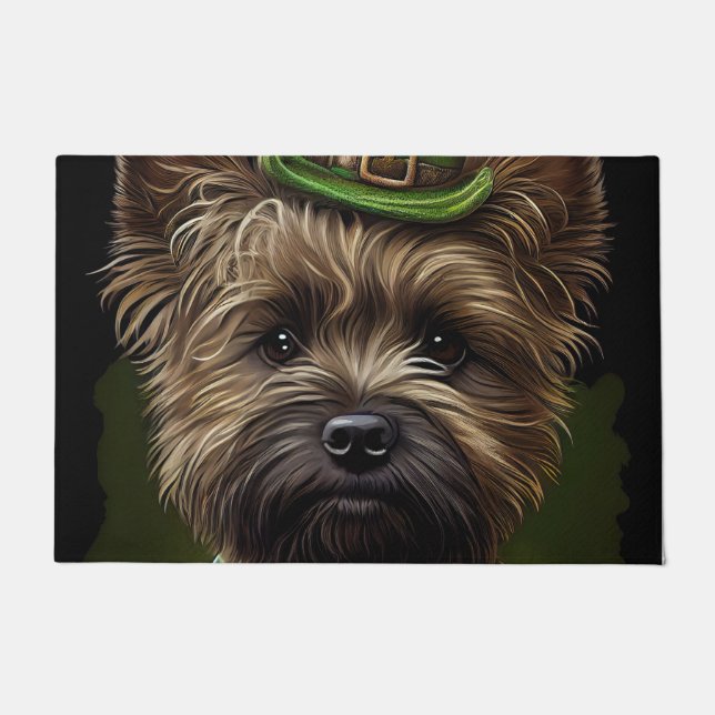 Paillasson Chien Cairn Terrier en robe de la Saint-Patrick (Devant)