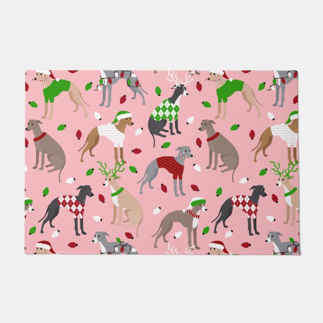 Paillasson Chien de Noël italien Greyhound (Devant)